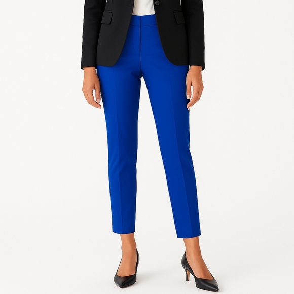 J. Crew Tollegno 1900 Cameron Career Slim Crop Italian Wool Pants Blue 00P - Picture 2 of 14